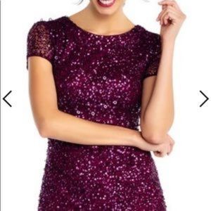 Adrianna Papell cap-sleeve sheath dress in cabernet size 6